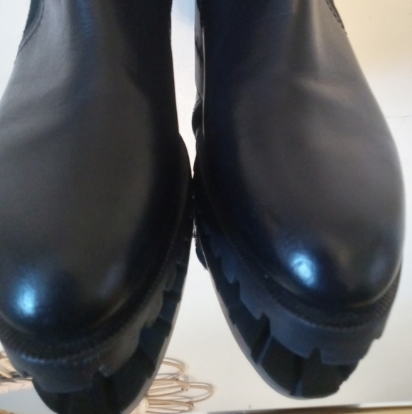 Napoleoni Black Leather Boots With Fur Made in Italy Size 37 - Picture 5 of 11